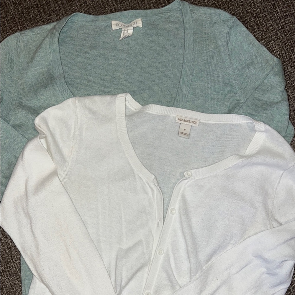 Forever 21 Soft Mint Green Cardigan & White Cardigan